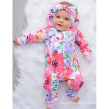 Watercolor Floral Print Baby Onesie Baby Long Sleeves Crawling Suit